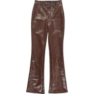MOTEL brown croc print trousers small flare leg